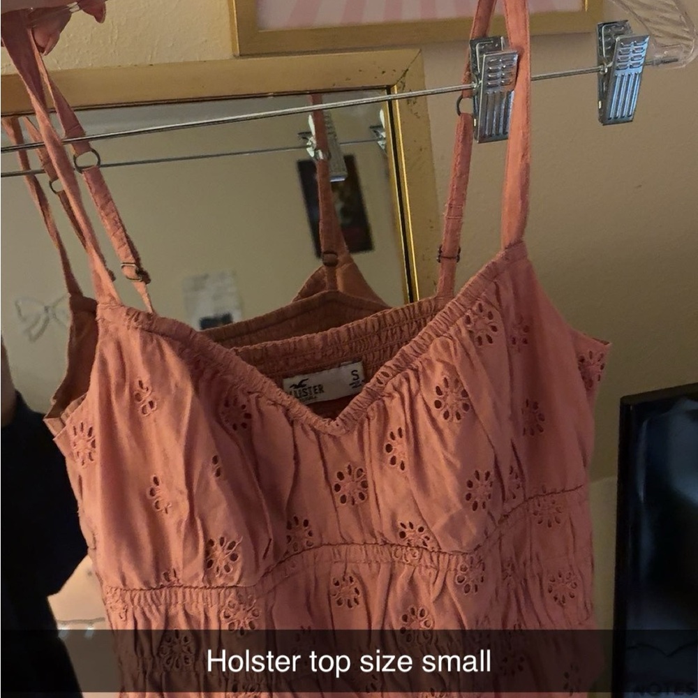 Hollister Women's Coral Eyelet Camisole